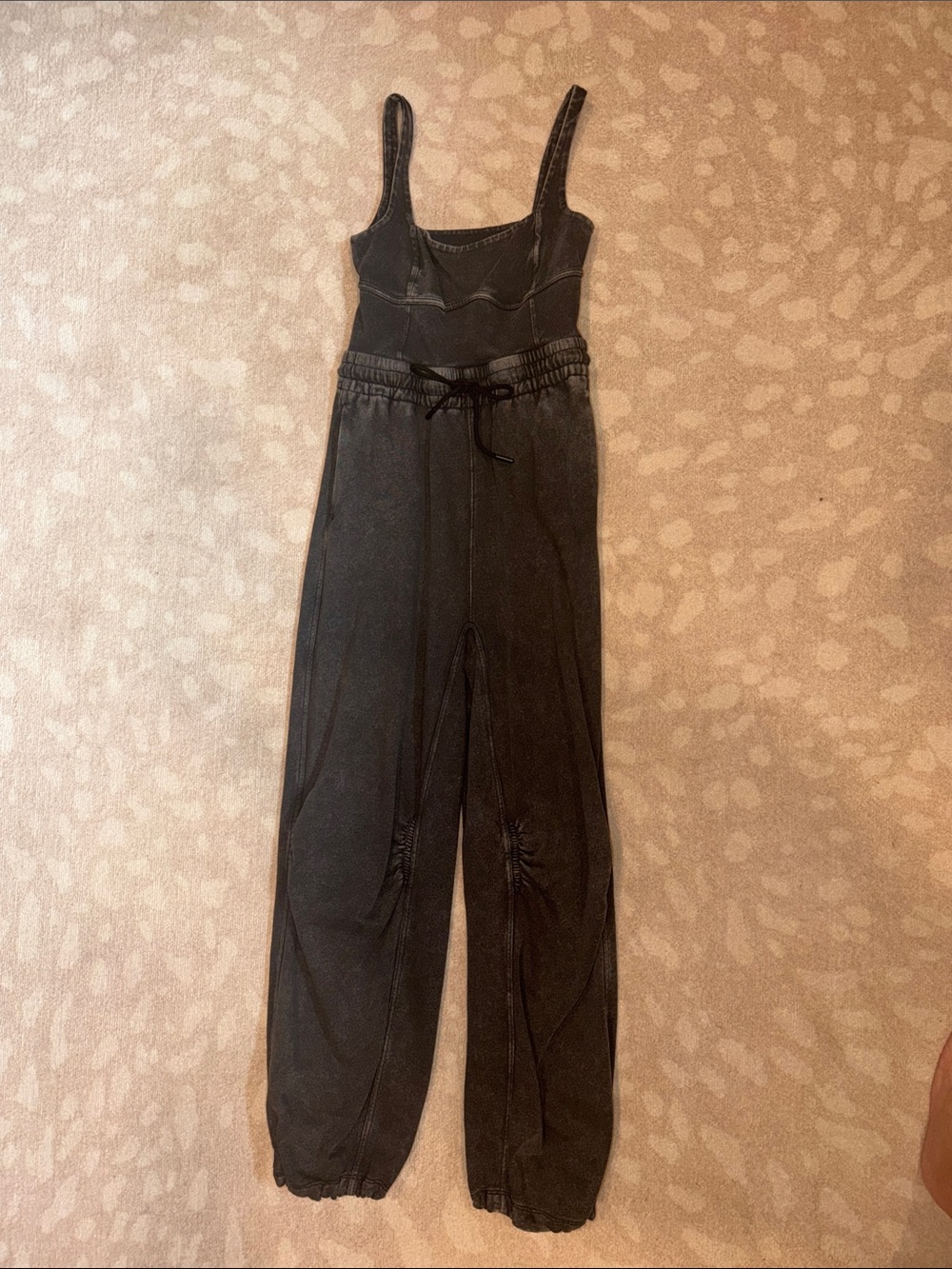 Free People Black Sleeveless Drawstring Jumpsuit